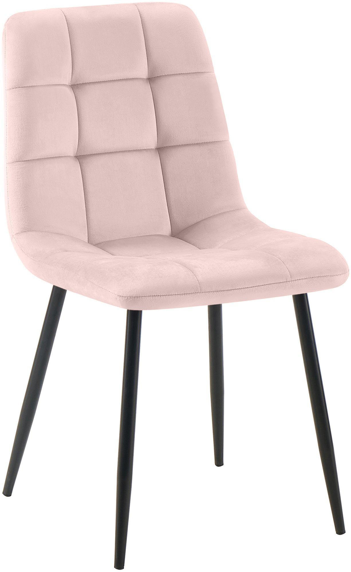 STUHL Samt Pink - Pink/Schwarz, Textil/Metall (45/84/55cm) - CLP