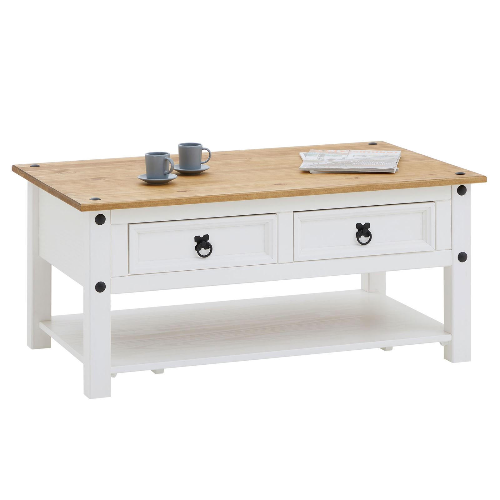 CARO-Möbel Couchtisch Weiß, Braun 100x45x60 cm