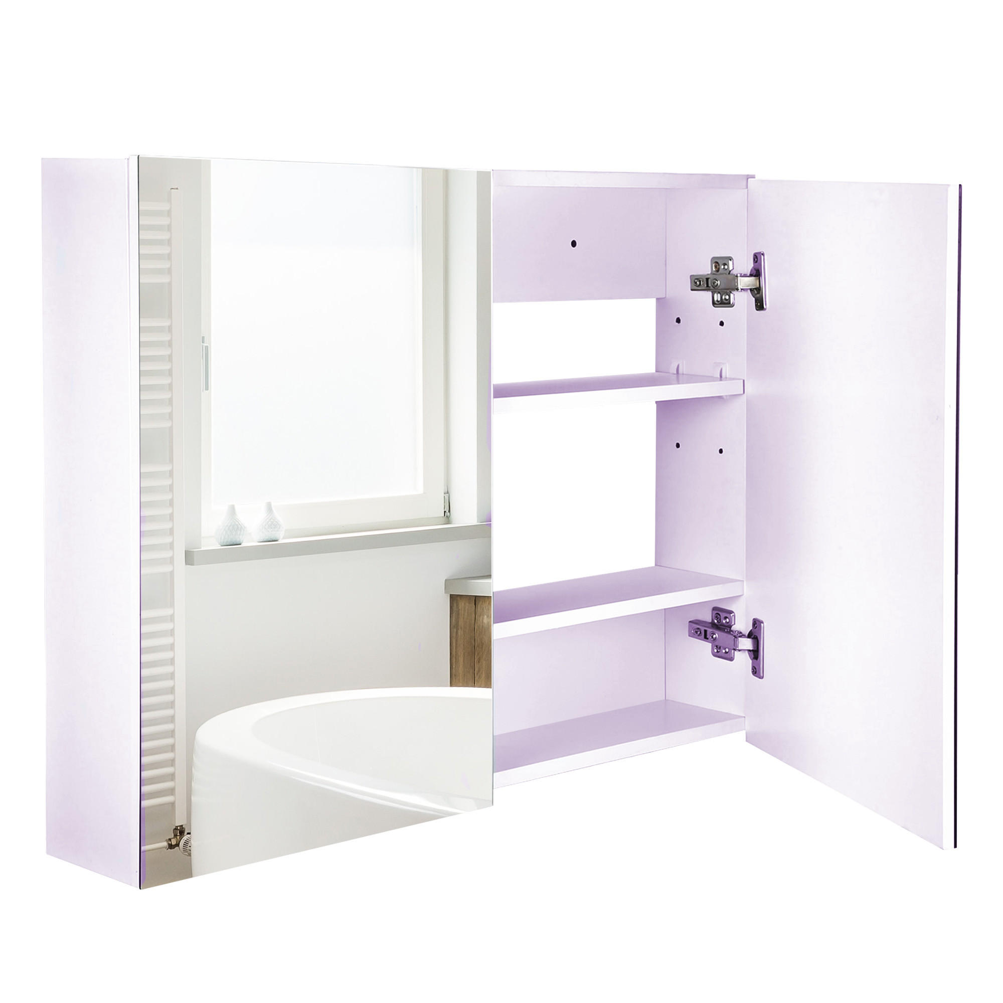 SPIEGELSCHRANK Weiß 60/15/76 cm - Grau, Holz (80/15/15cm) - PANGIVO