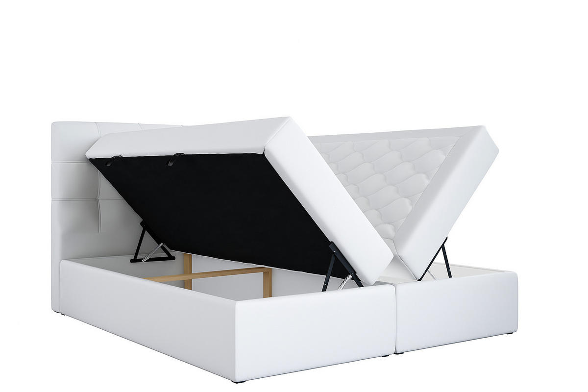 BOXSPRINGBETT AURA mit Topper und Bettkasten, Steingrau, H3 Bonell, 200x200 cm - Schieferfarben, Textil (200/200cm) - KS Home Concept
