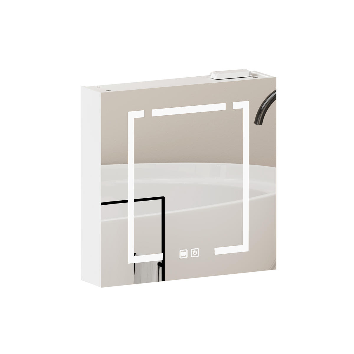 SPIEGELSCHRANK Weiß wandhängend mit LED-Beleuchtung und Stauraum 60/14/60 cm - Weiß, Holzwerkstoff (60/60/14cm) - PANGIVO