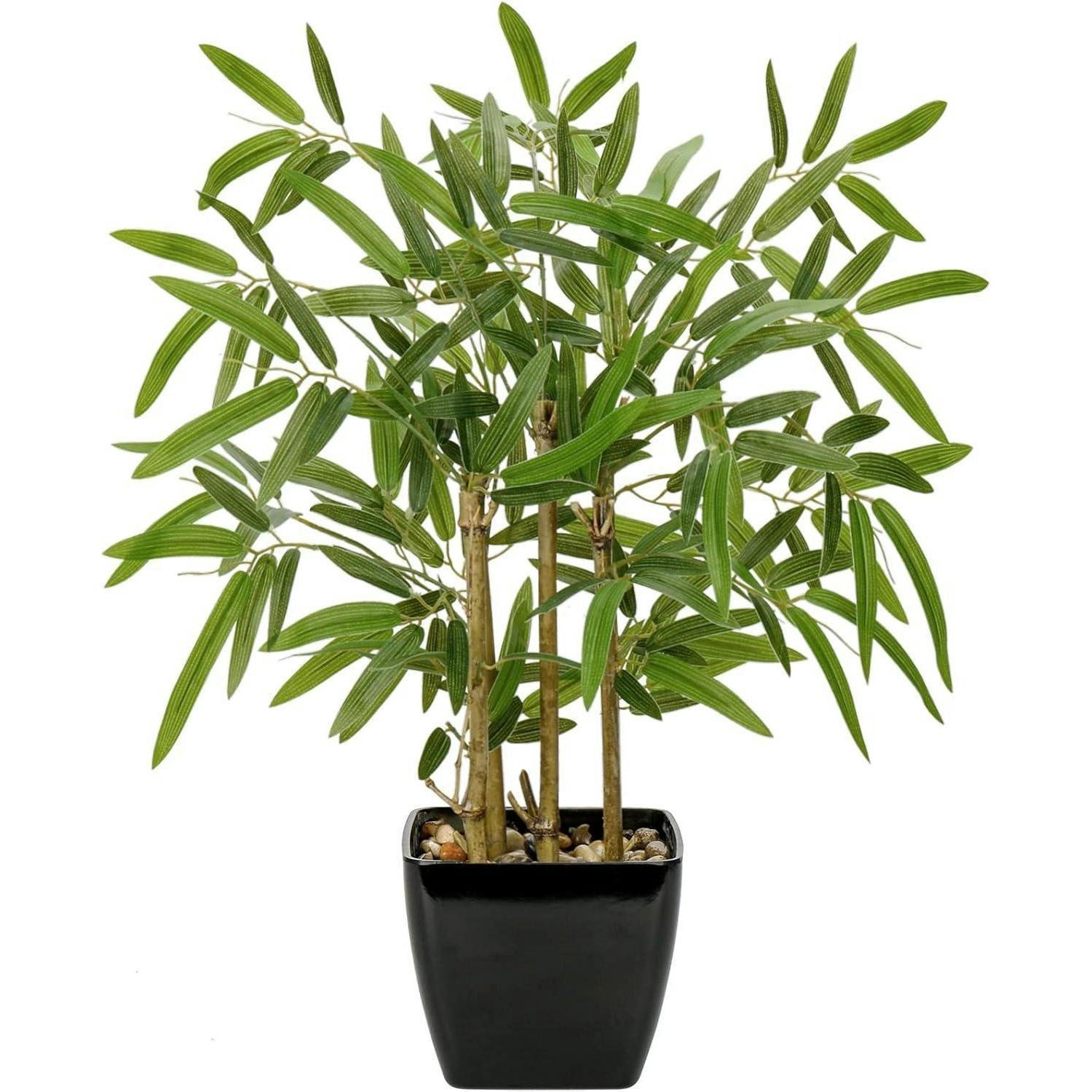 KUNSTPFLANZE Bambus 43 cm im schwarzen Topf - Grün, Kunststoff (42cm)