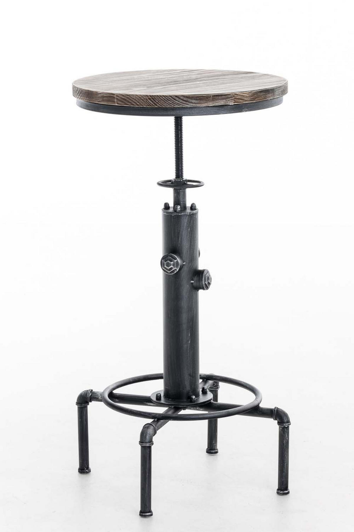 BARTISCH rund 39 cm Holz antik silber - Silberfarben, Holz/Metall (39/79/39cm) - CLP