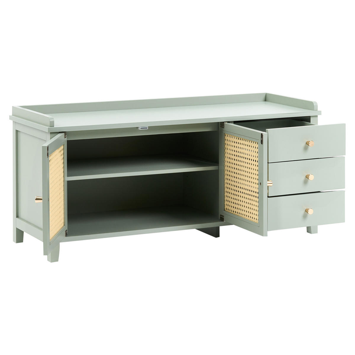 BANCĂ PENTRU PANTOFI cu spațiu de depozitare verde mentă Bendigo - verde mentă/verde, compozit lemnos (100/47/34cm) - Beliani