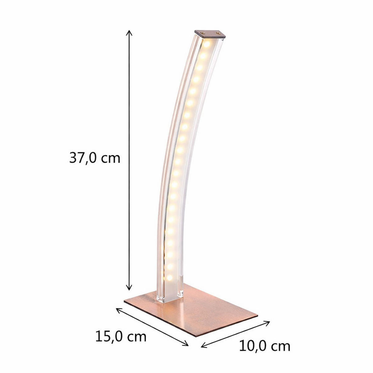LED TISCHLEUCHTE Ace Kupfer satiniert - Kupferfarben, Metall (15/10/37cm) - Globo Lighting