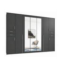 DREHTÜRENSCHRANK Kleiderschrank B313/H210/T58 cm mit Schubkästen & Passepartout & 3 Spiegeltüren, Grafit / 22583 - Silberfarben/Graphitfarben, Holzwerkstoff/Kunststoff (313/210/58cm) - luma-home