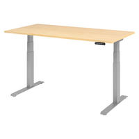 SCHREIBTISCH elektrisch XDKB 80/160/74 cm in Ahornfarben/Silberfarben - Silberfarben/Ahornfarben, Holzwerkstoff (80/160/74cm) - bümö