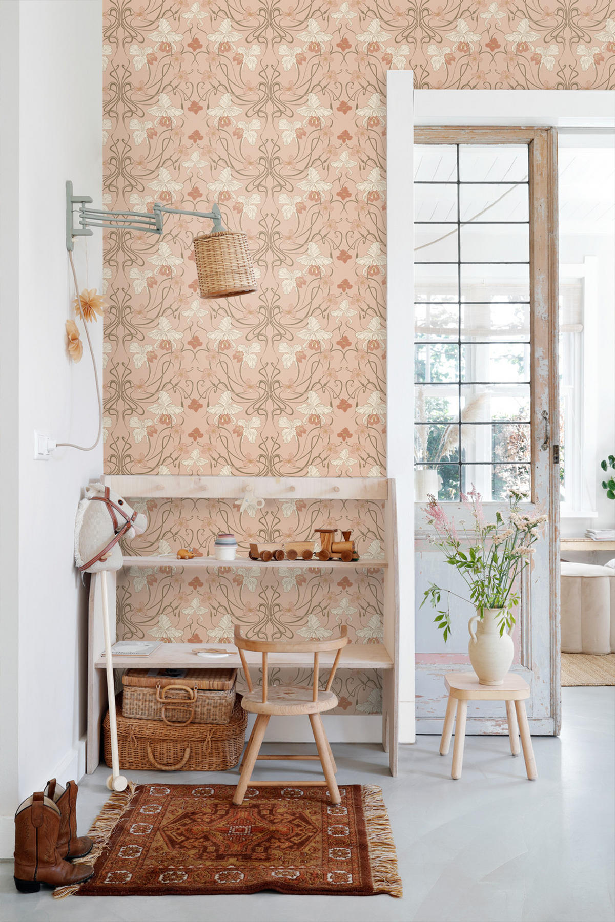 TAPETE Blumenmuster im Jugendstil 53 cm x 10.05 m - Pink, Papier (53/1000cm) - ESTAhome