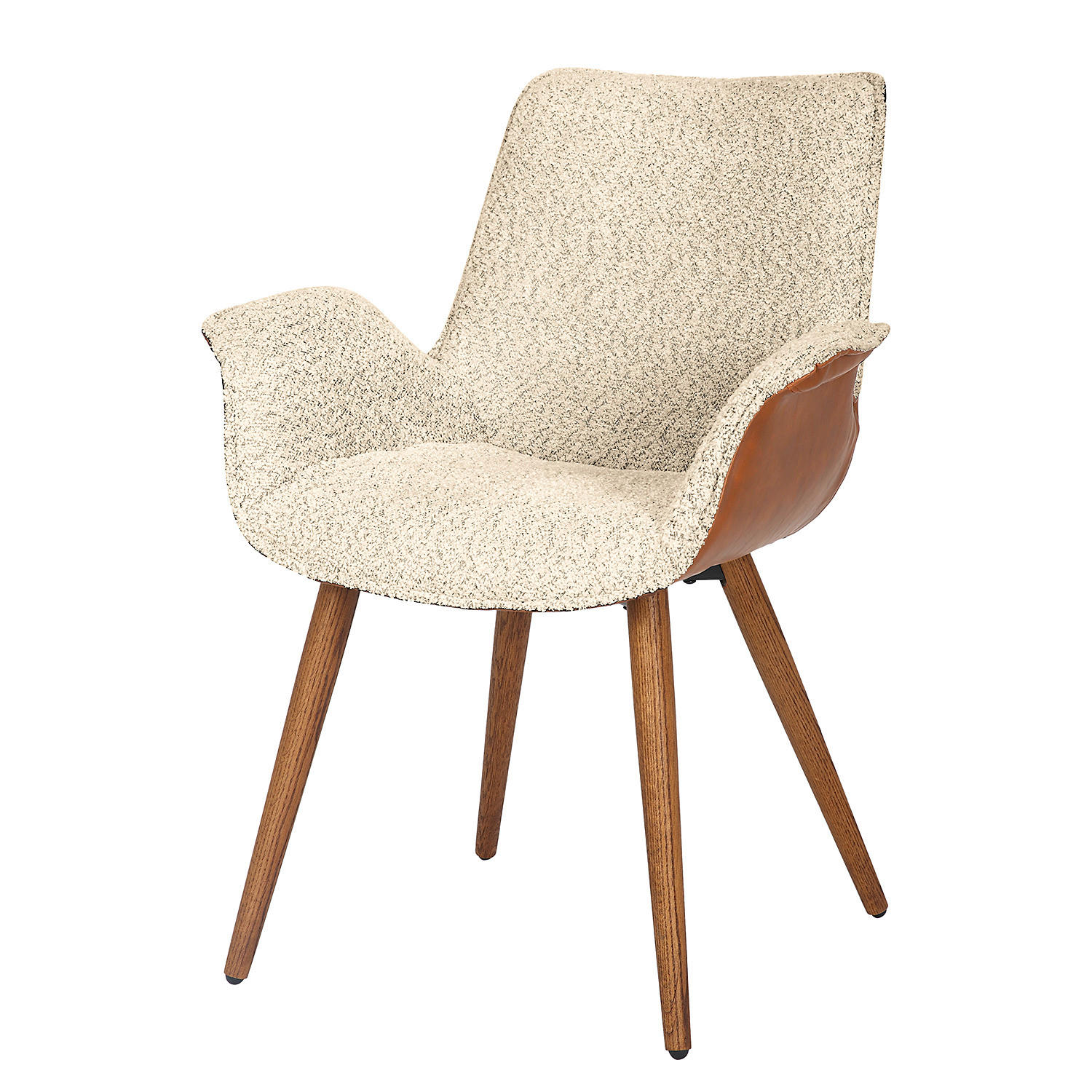 POLSTERSTUHL - Weiß/Braun, Eichenholz/Textil (67/87/64cm) - home24