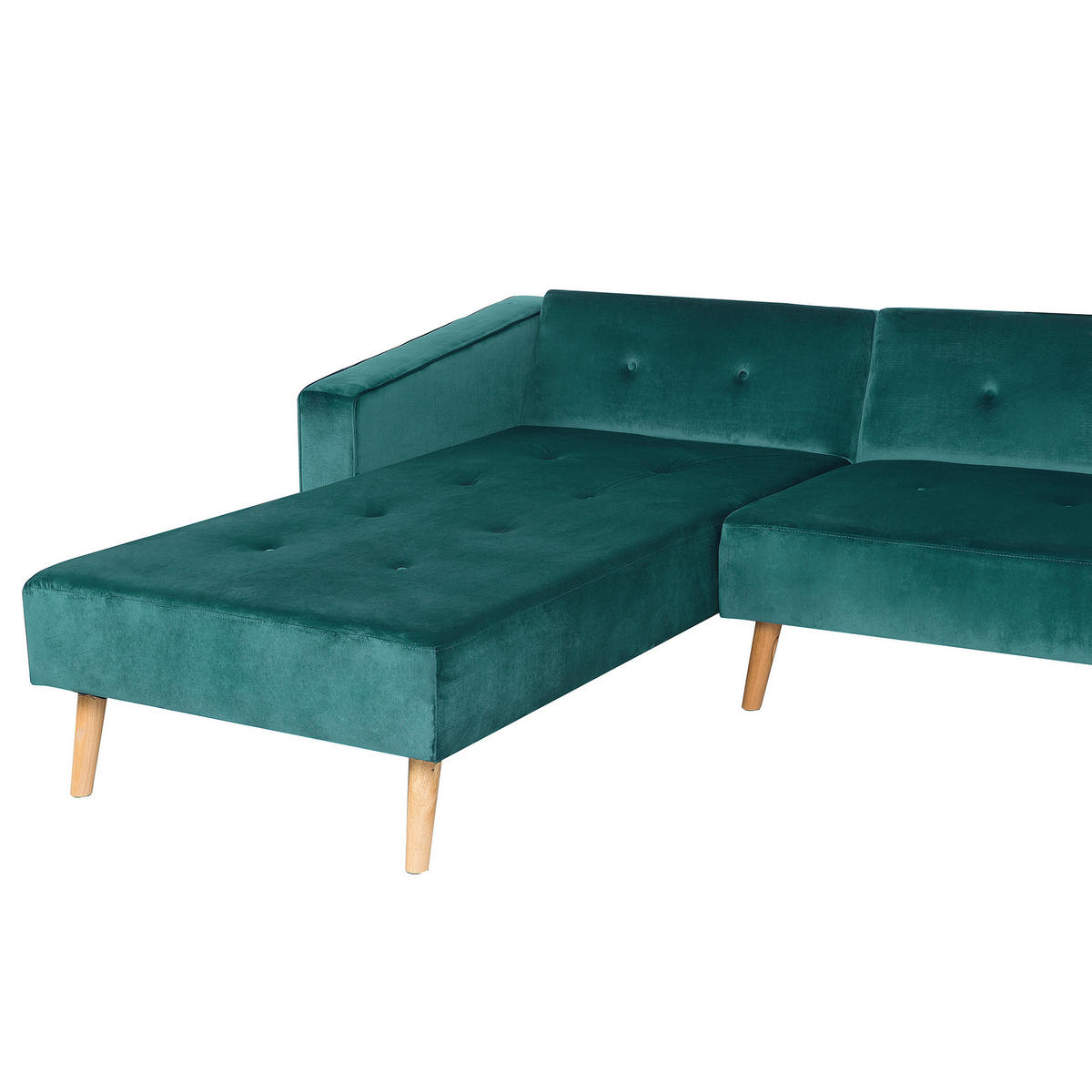 ECKSOFA Samtstoff Grün Vadso - Hellgrün, Textil (303/98cm) - Beliani