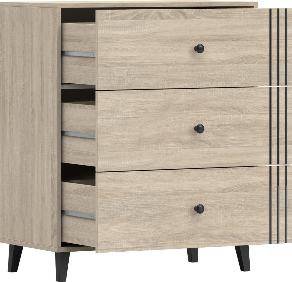 KOMMODE 80/96/45 cm Fox 3S02 Sonoma Eiche/Sonoma Eiche - Sonoma Eiche, Holzwerkstoff (80/96/45cm) - imoebel24