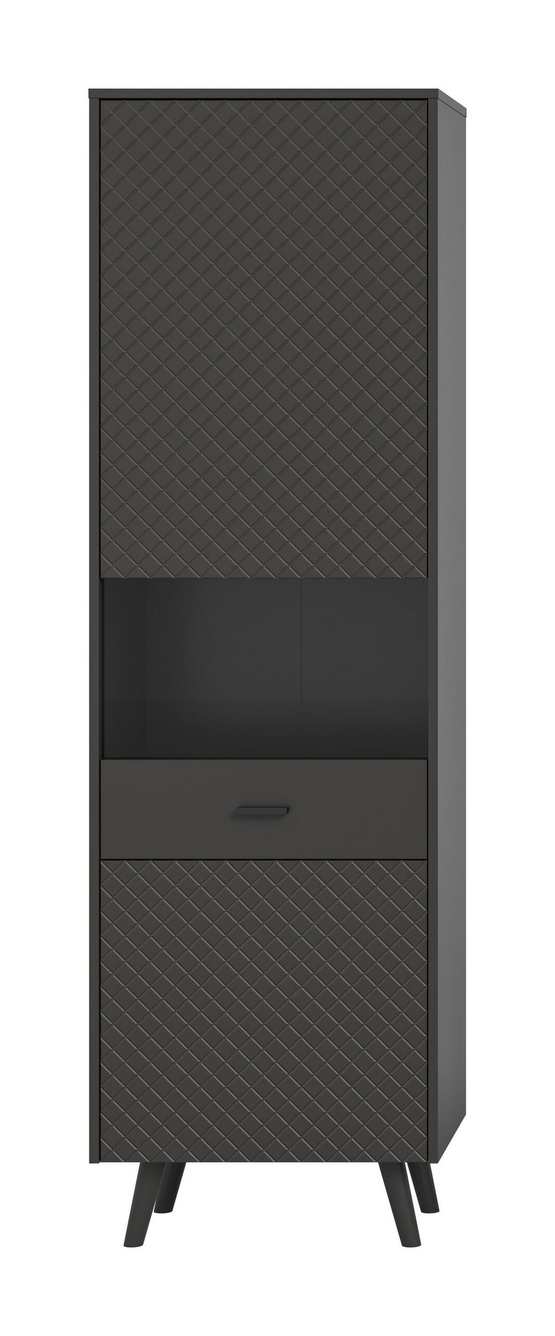 VITRINE LINEA (B/H/T: ca. 58/195/37 cm) in grau/grau matt - Grau, Holzwerkstoff (58/195/37cm)