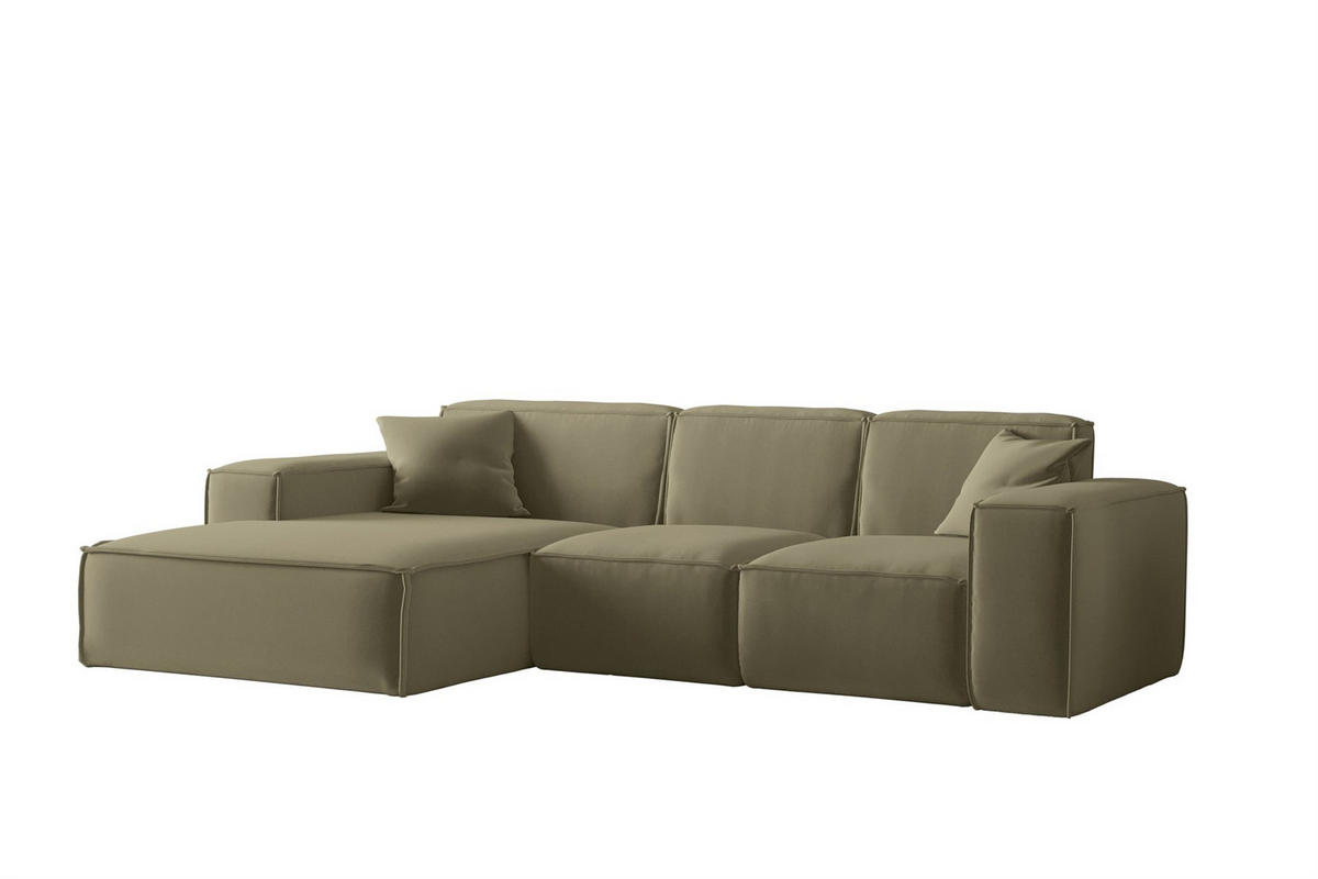 ECKSOFA Ottom Celes Premium Opera Velvet - Olivgrün, Holzwerkstoff/Textil (266/165cm) - Fun Möbel