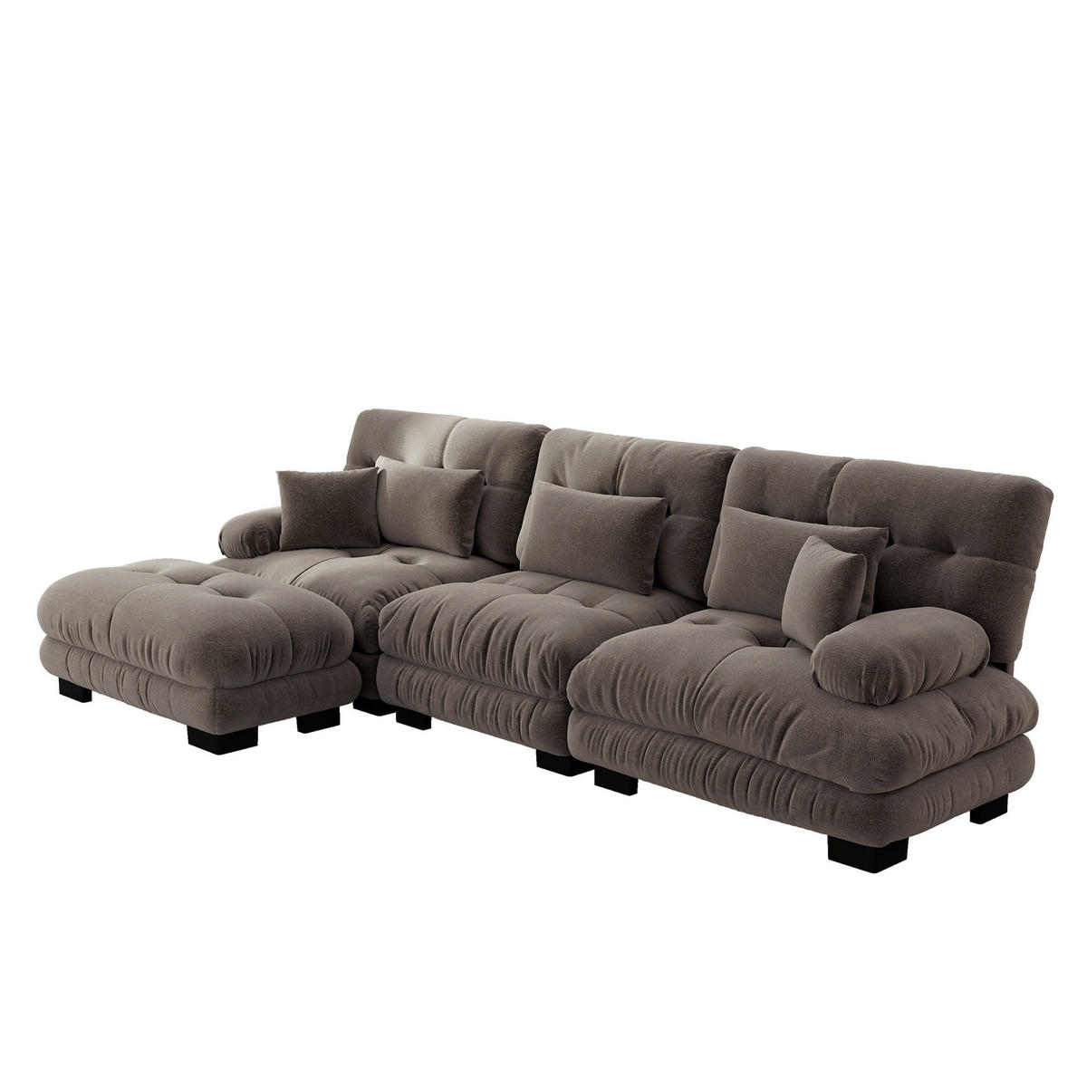 L-FÖRMIGES ECKSOFA Braun 313/145/81 cm 3-Sitzer Modular mit Hocker - Braun, Textil (313/145cm) - PANGIVO
