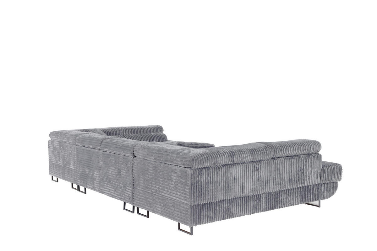 WOHNLANDSCHAFT SERENA U mit Stauraum, Hellgrau - Hellgrau, Textil (340/90/205cm) - KS Home Concept