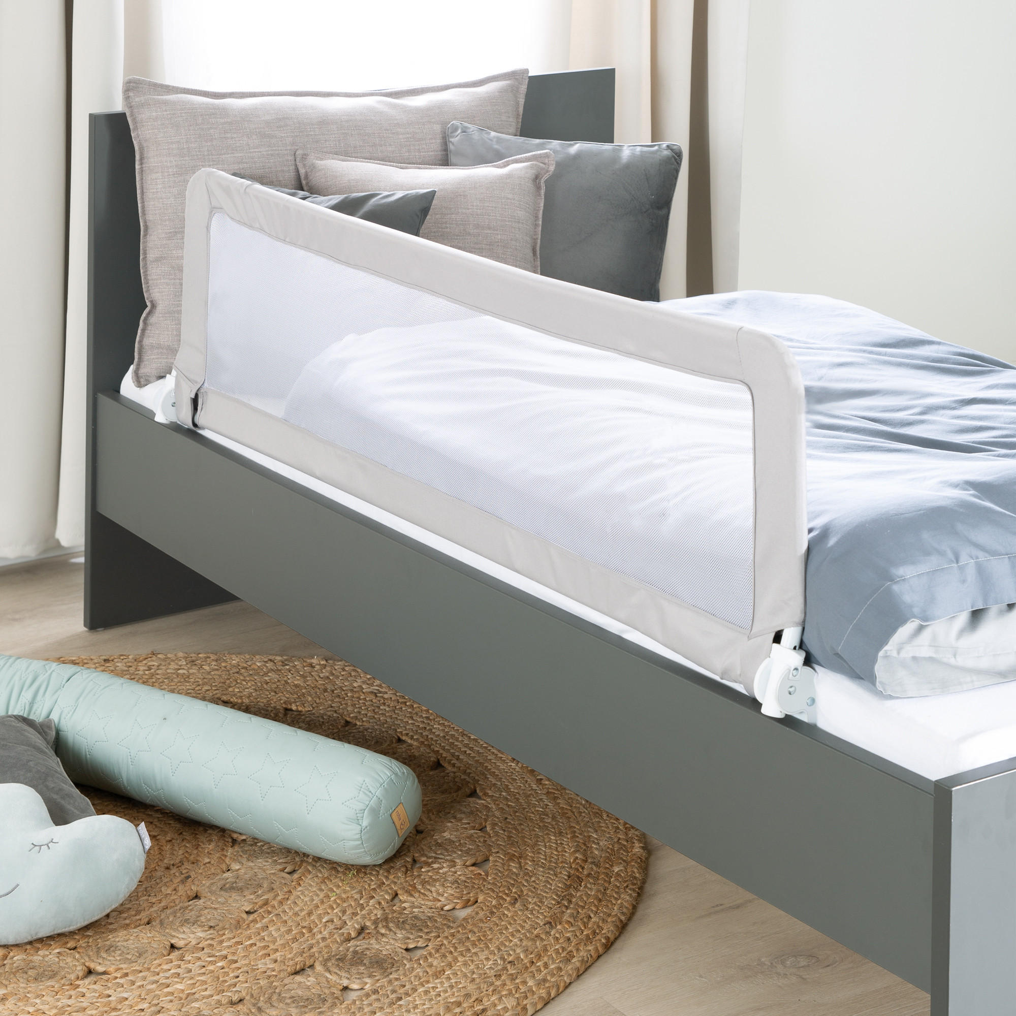 RAUSFALLSCHUTZ 150 x 32 cm grau - Grau, Textil/Metall (150/52/32cm) - Roba