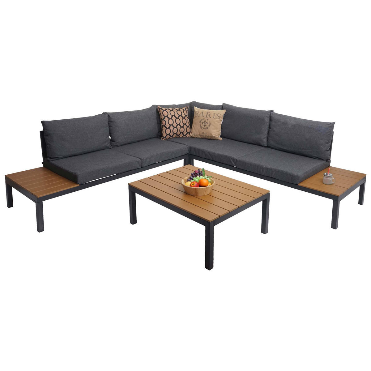 GARTEN-GARNITUR H54B Schwarz - Schwarz, Holz - MCW