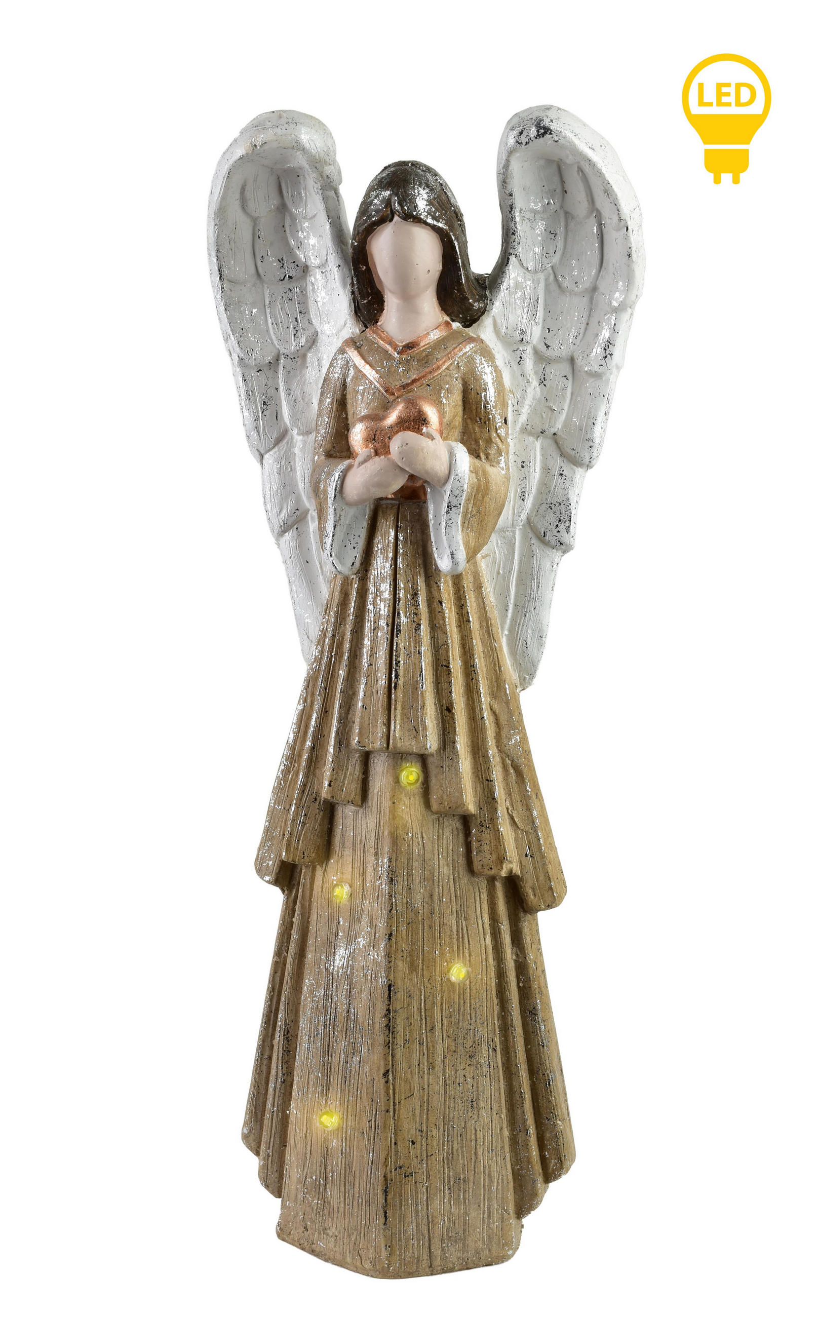 LED-DEKOFIGUR Angel Beige 21x11,5x55,5 cm Keramik - Beige, Keramik (11.5/55.5/21cm) - Mondex