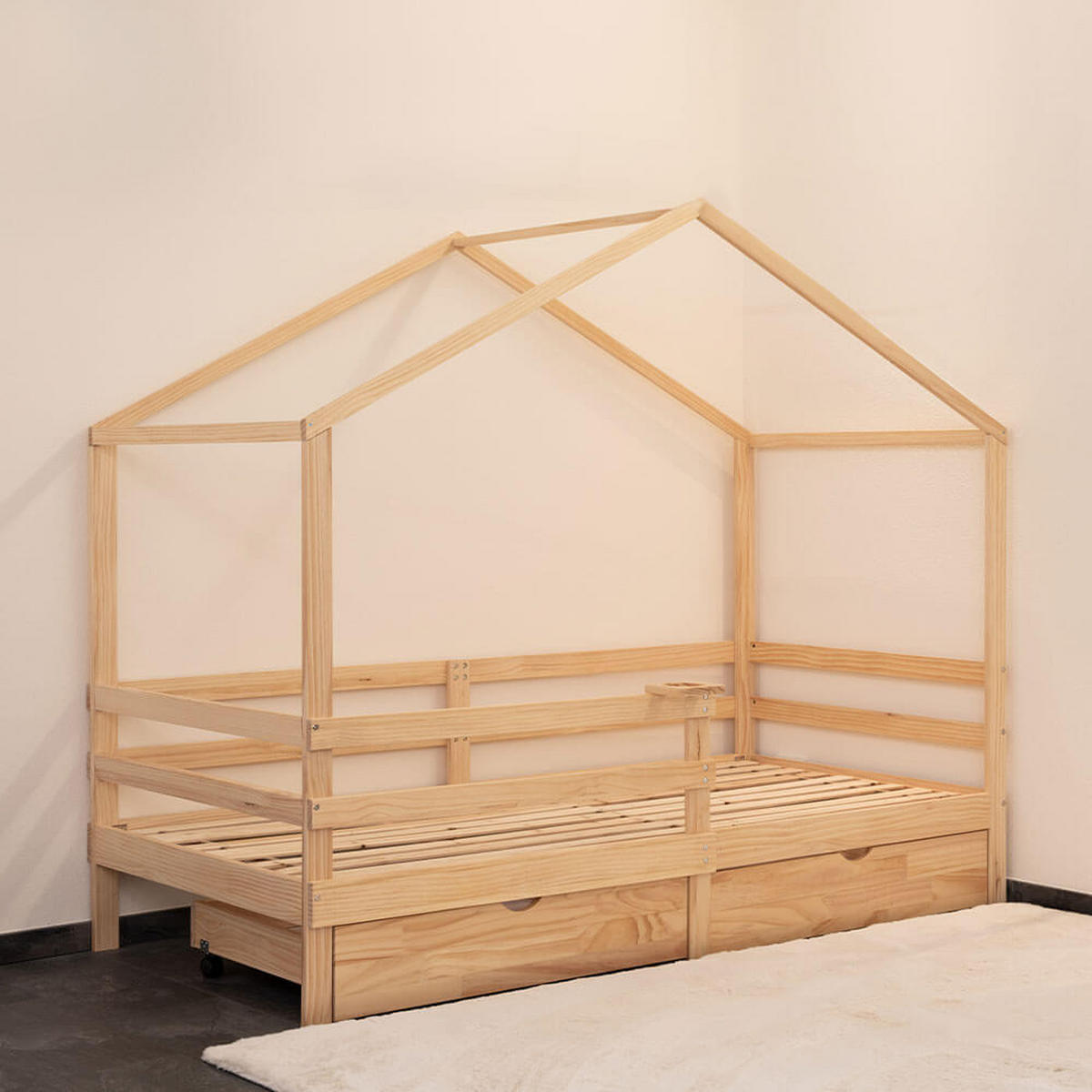 KINDERBETT mit Schubladen WOLKENLAND – 90 x 200 cm Natur - Naturfarben, Holz - Home Deluxe