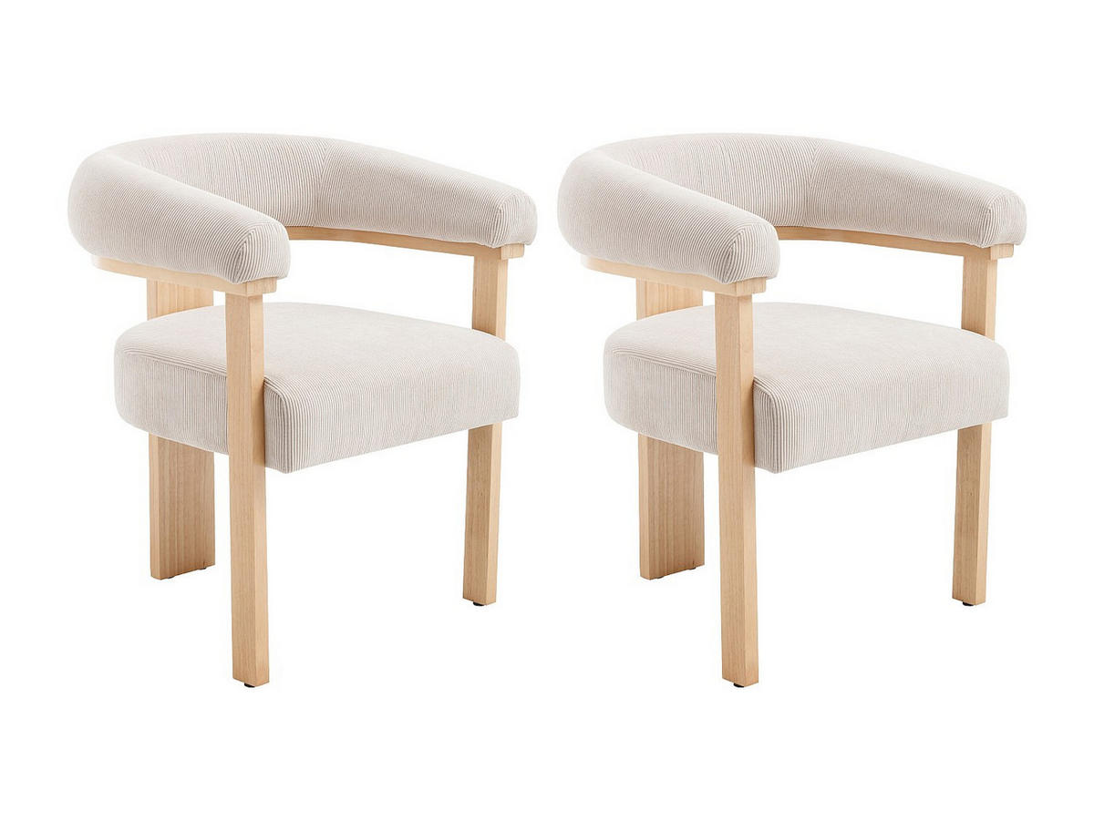 STUHL - 64 cmcm x 60 cmcm - Samt, Stoff - Beige, Naturfarben Hell - LIVELIA - Beige/Naturfarben, Textil (64/78/60cm) - Vente-Unique