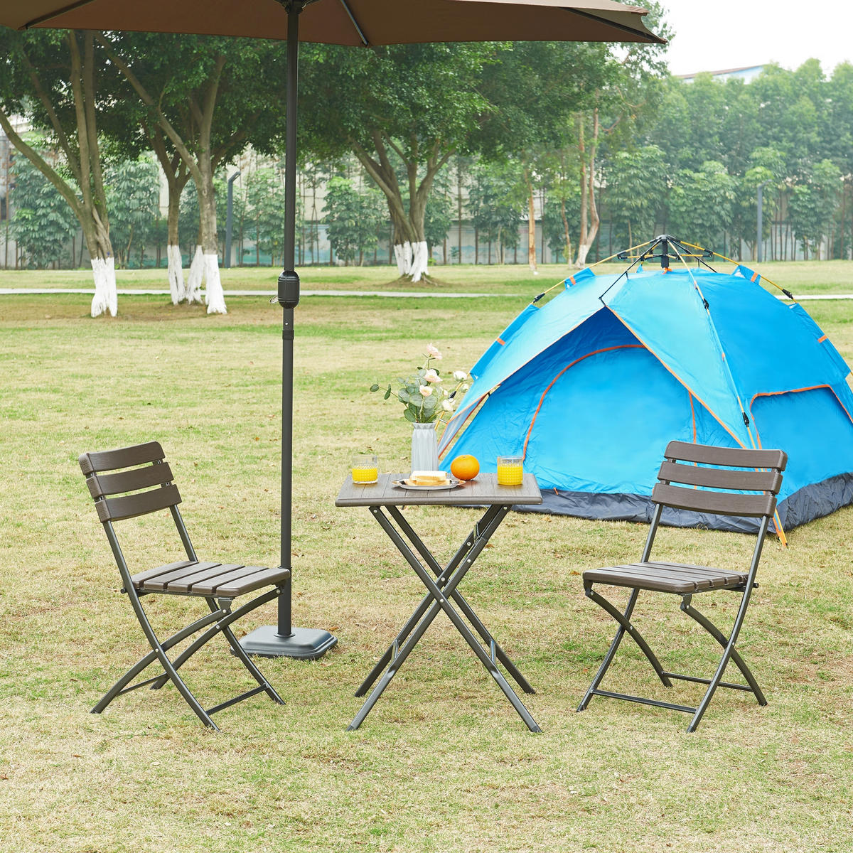 KLAPPTISCH Lillestrøm - Dunkelbraun, Kunststoff/Metall (61.5/61.5/73cm) - [en.casa]