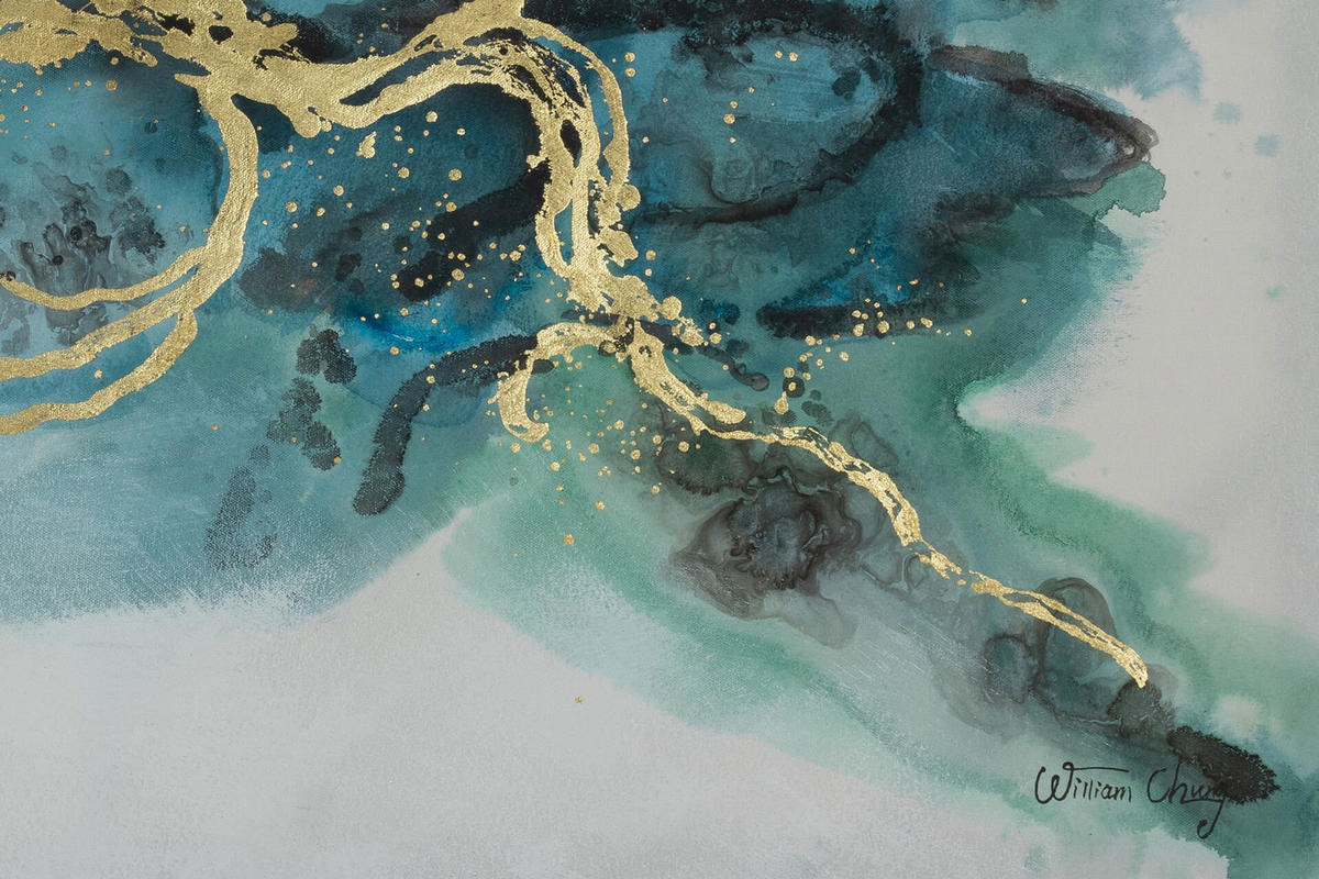 ACRYLBILD HANDGEMALT 103/78 cm - Türkis/Blau, Textil (102.5/77.5cm) - KUNSTLOFT