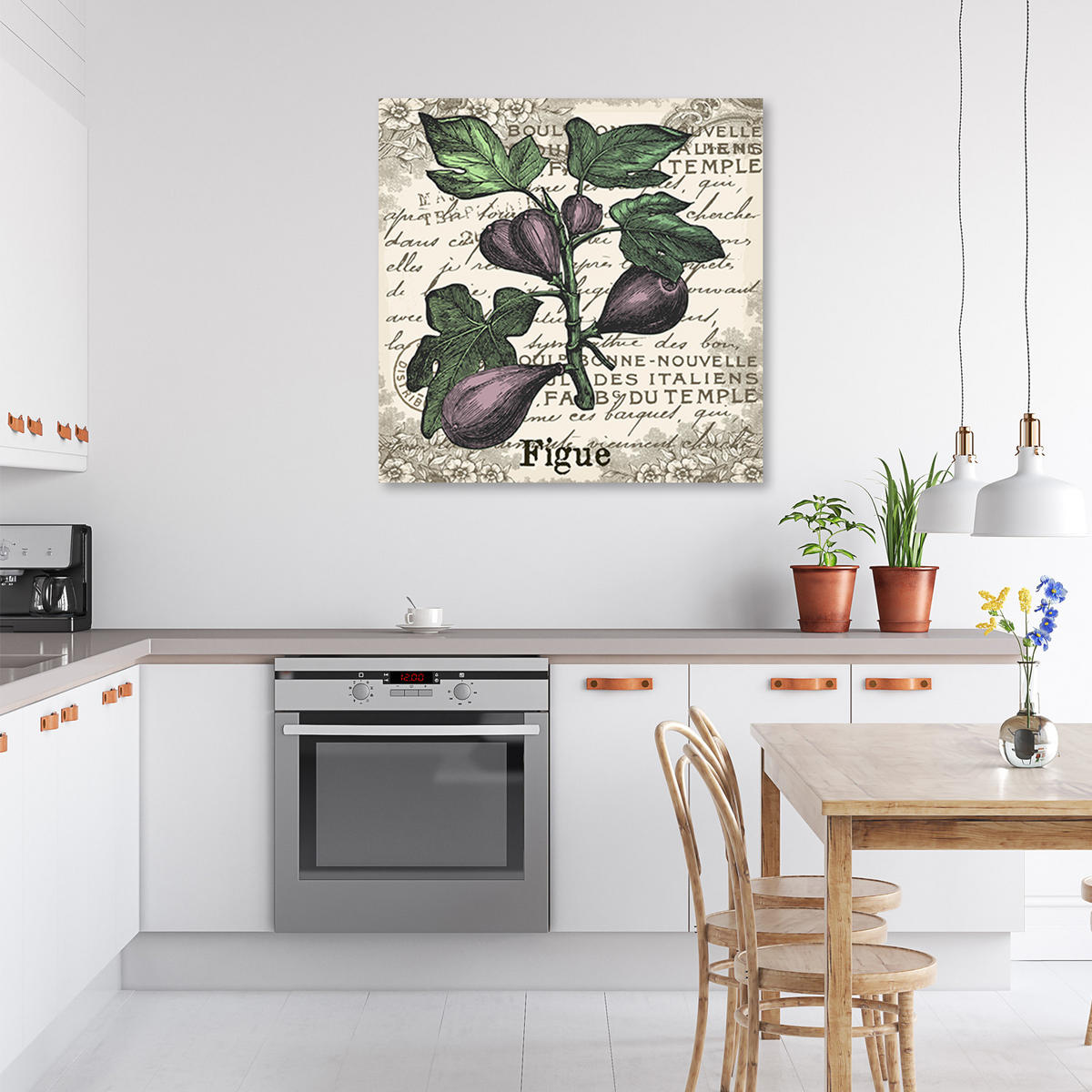 WANDBILD vintage feigen - Lila, Textil (30/30cm) - Feeby