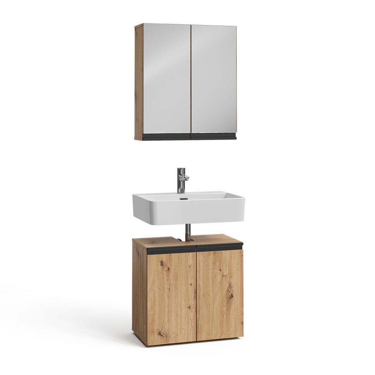 BADMÖBEL-SET Torren Artisan 2 Teile - Hellgrau, Holzwerkstoff (60/58/35cm) - Vicco