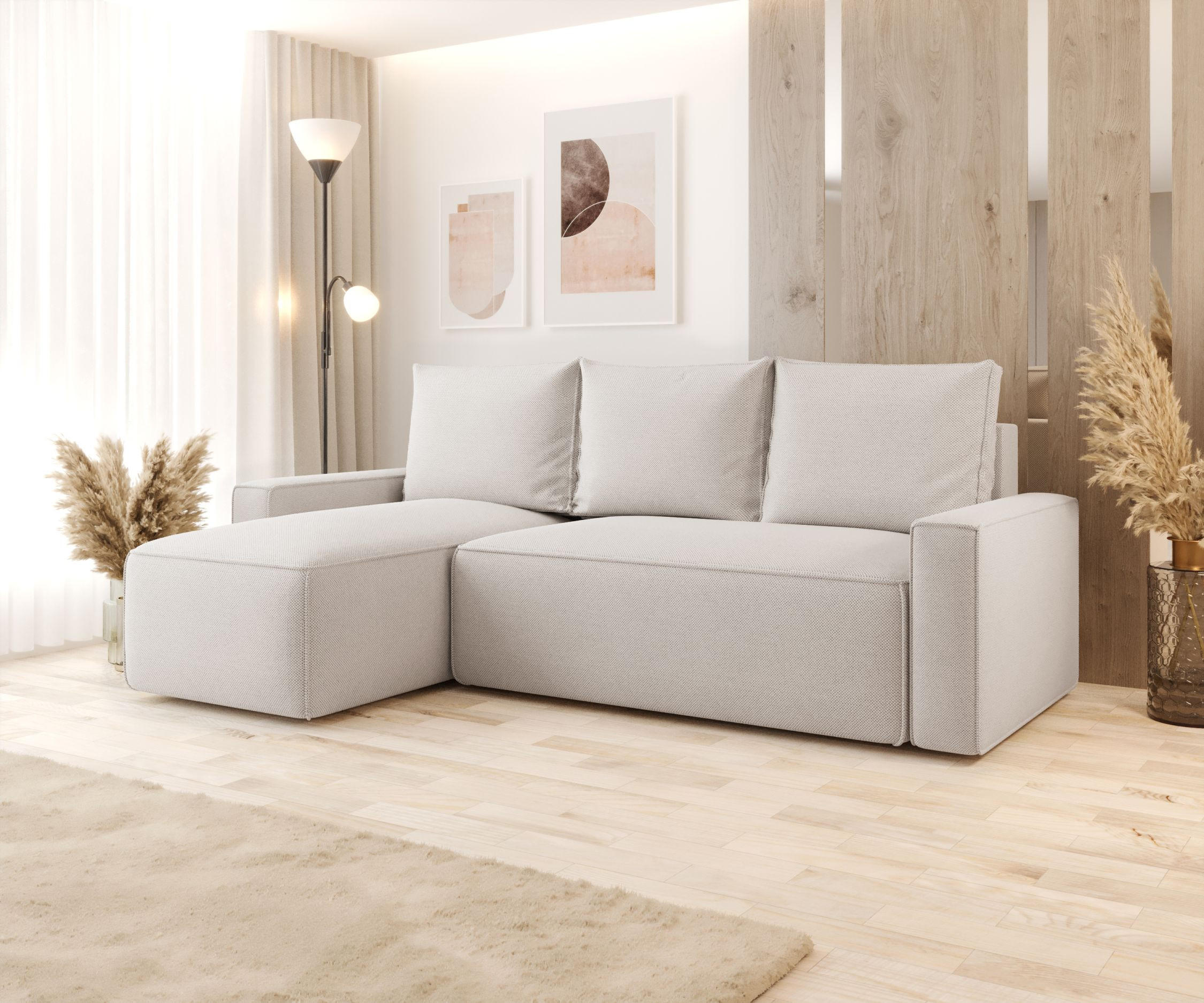 ECKSOFA mit Schlaffunktion SAVIO Curio 02 Links - Creme, Textil (232/140cm) - Bedante
