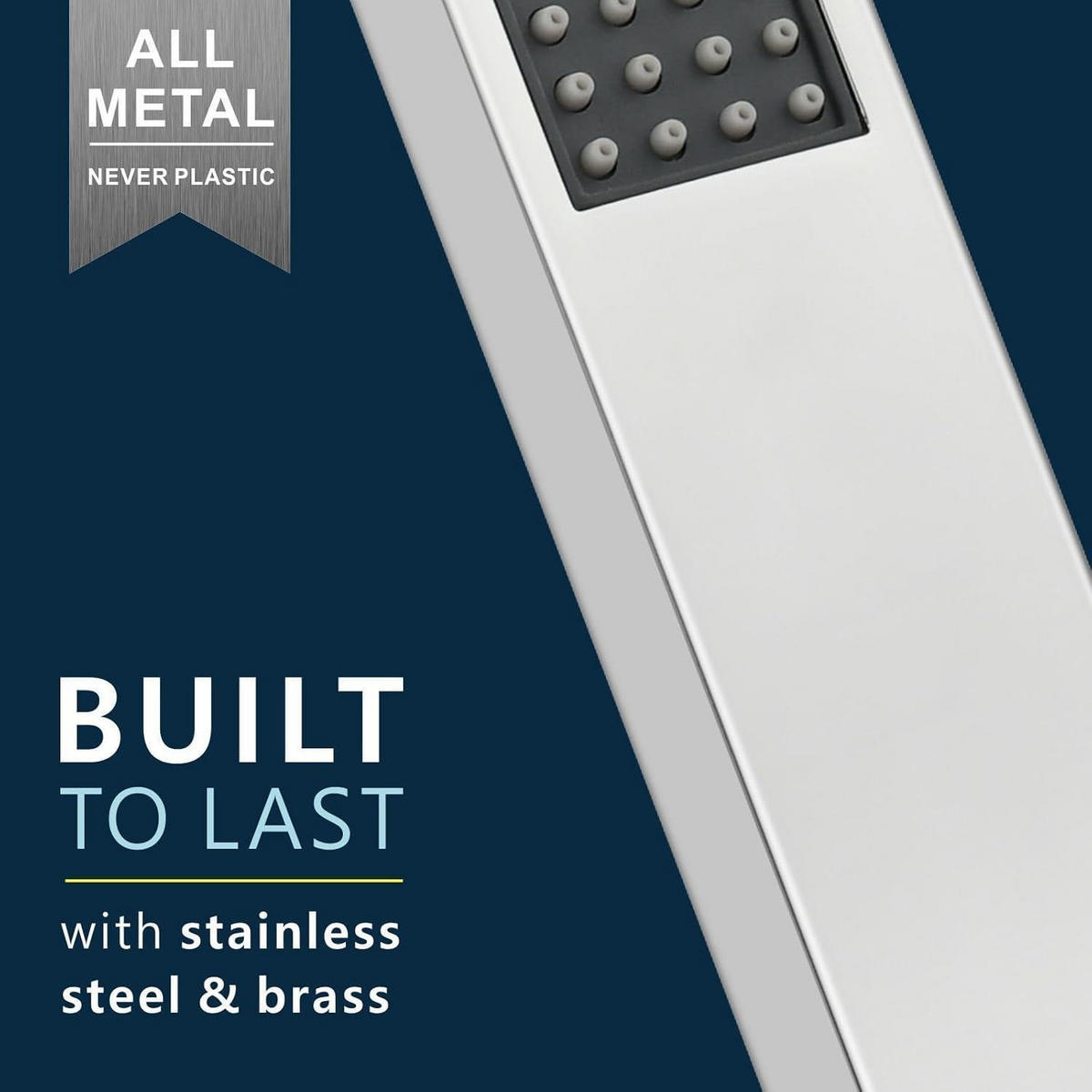 HANDBRAUSE Komplett aus Metall Quadratisch Chrom - Silberfarben, Metall (3/12.7/20cm)
