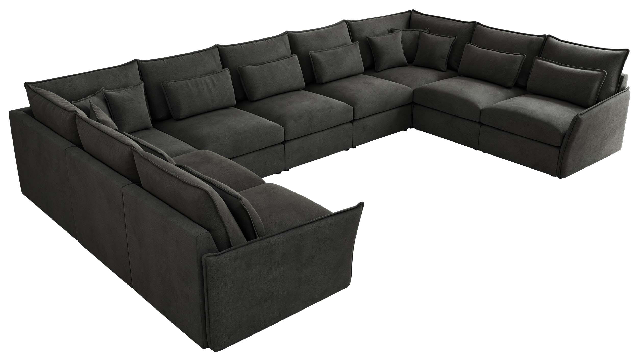 WOHNLANDSCHAFT VERSO U 9M Dunkelgrau Velvet - Dunkelgrau/Schwarz, Kunststoff/Textil (442/93/270cm) - MKS
