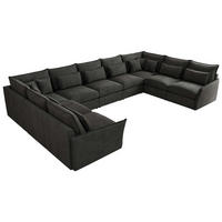 WOHNLANDSCHAFT VERSO U 9M Dunkelgrau Velvet - Dunkelgrau/Schwarz, Kunststoff/Textil (442/93/270cm) - MKS