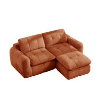 ECKSOFA DE-34464 mit Ottoman und Karostepp-Design Orange - Orange, Textil (160/194cm) - ComfortXL