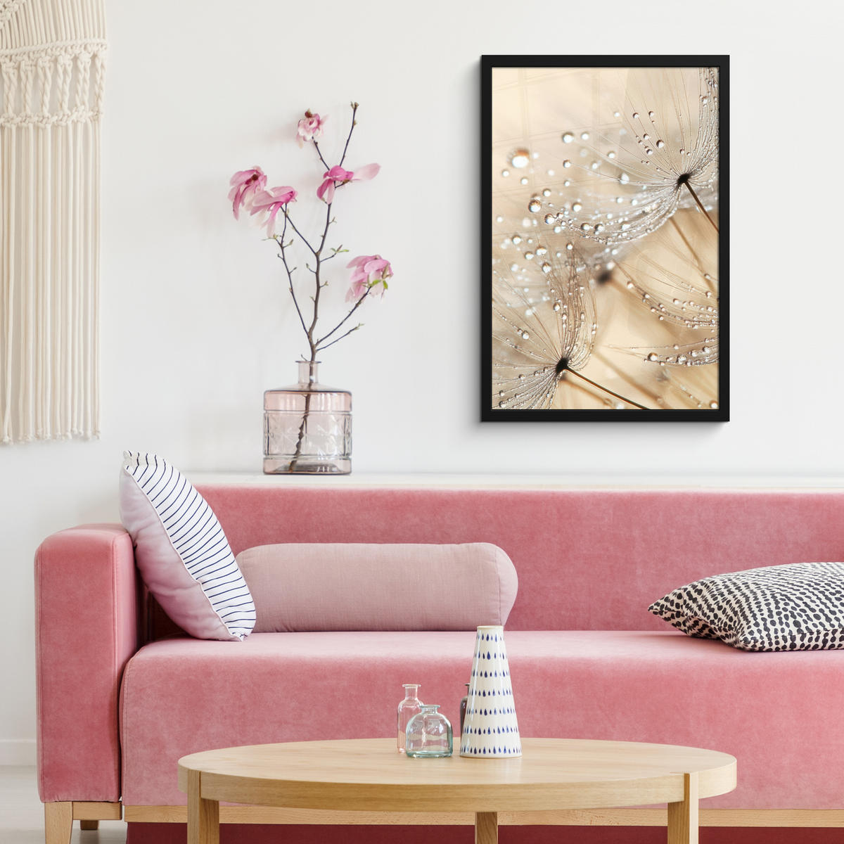 GERAHMTES BILD Löwenzahn - Abstrakt - Natur - Beige 40x60 cm - Braun, Papier (40/60cm) - MuchoWow