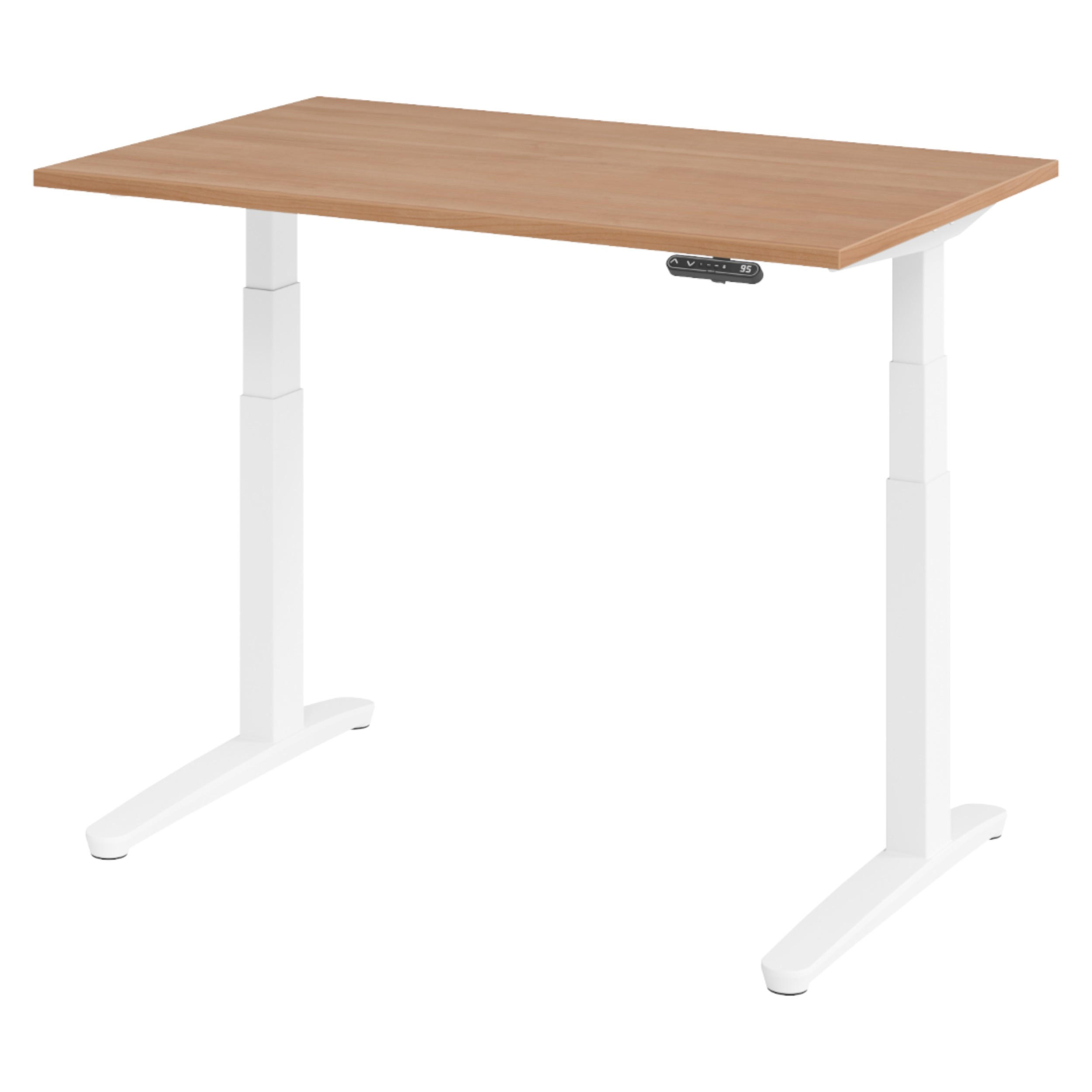SCHREIBTISCH elektrisch XBHM 80/120/74 cm in Nussbaumfarben/Weiß - Nussbaumfarben/Weiß, Holzwerkstoff (80/120/74cm) - bümö