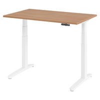 SCHREIBTISCH elektrisch XBHM 80/120/74 cm in Nussbaumfarben/Weiß - Nussbaumfarben/Weiß, Holzwerkstoff (80/120/74cm) - bümö