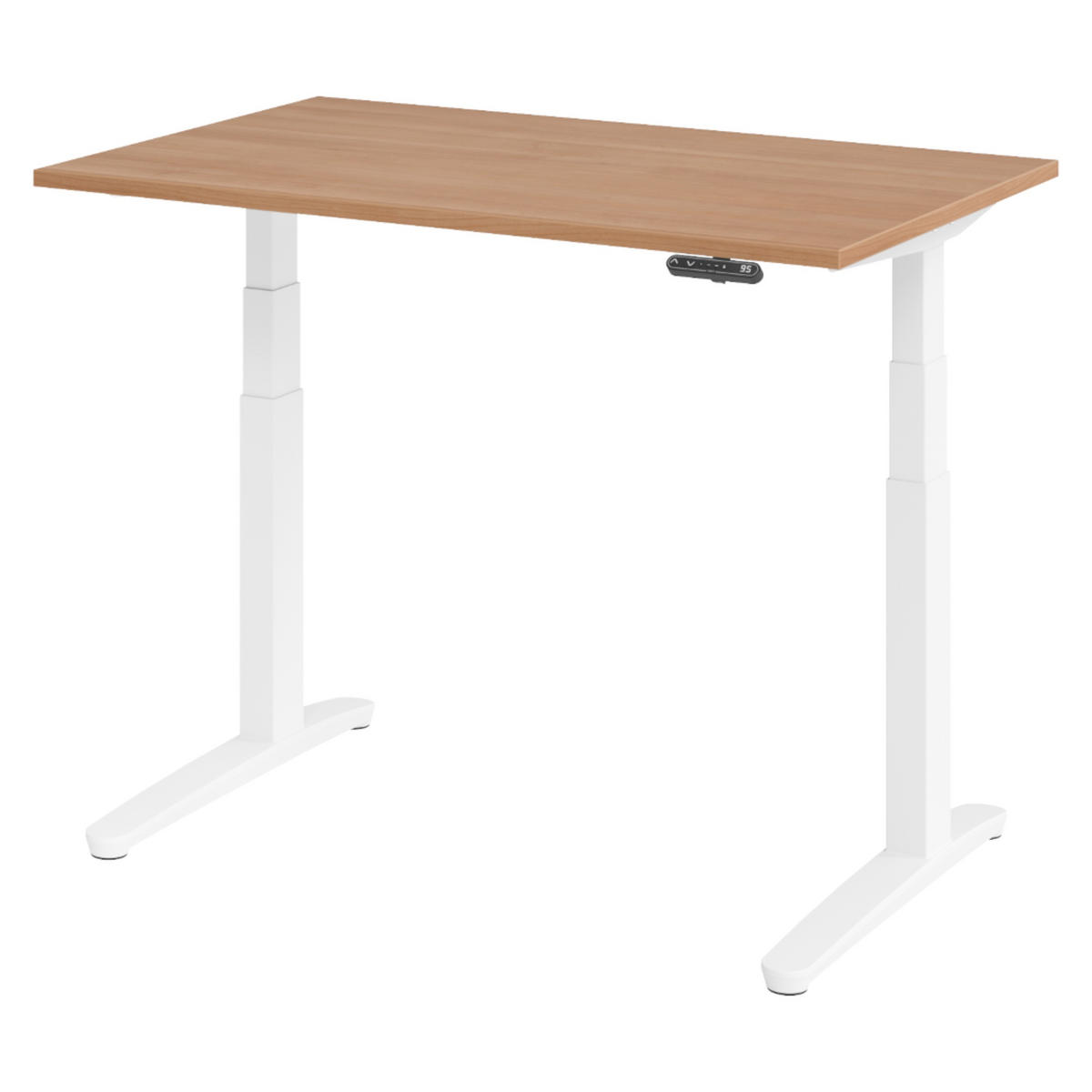 SCHREIBTISCH elektrisch XBHM 80/120/74 cm in Nussbaumfarben/Weiß - Nussbaumfarben/Weiß, Holzwerkstoff (80/120/74cm) - bümö