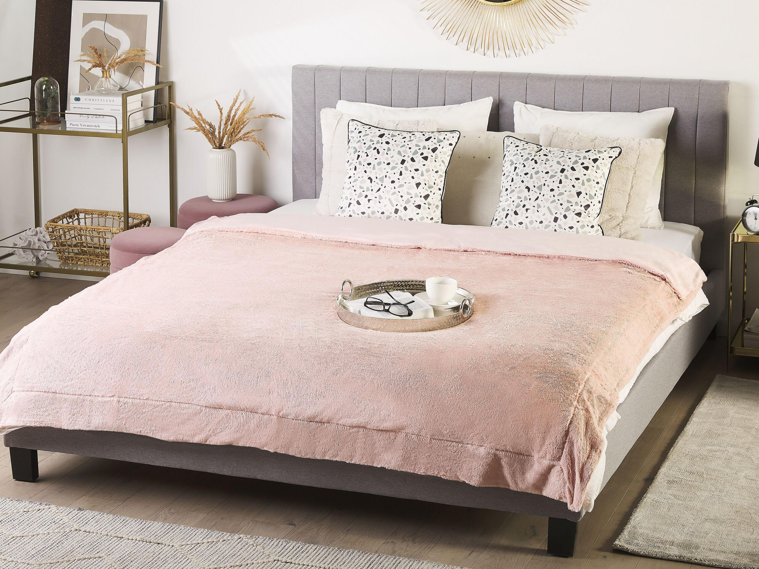 TAGESDECKE Rosa Gelik 200/180 cm - Pink, Textil (180/200cm) - Beliani