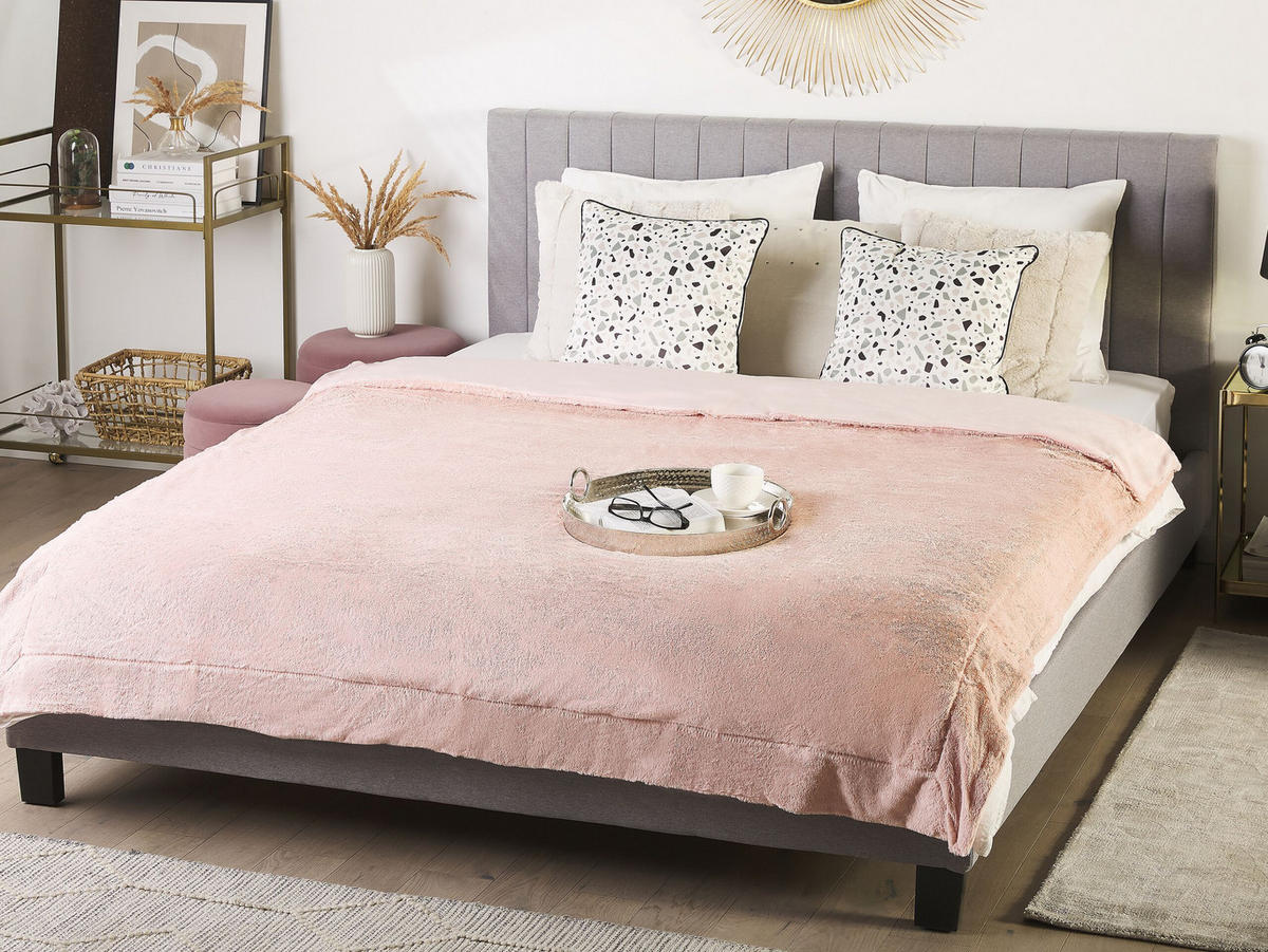 TAGESDECKE Rosa Gelik 200/180 cm - Pink, Textil (180/200cm) - Beliani