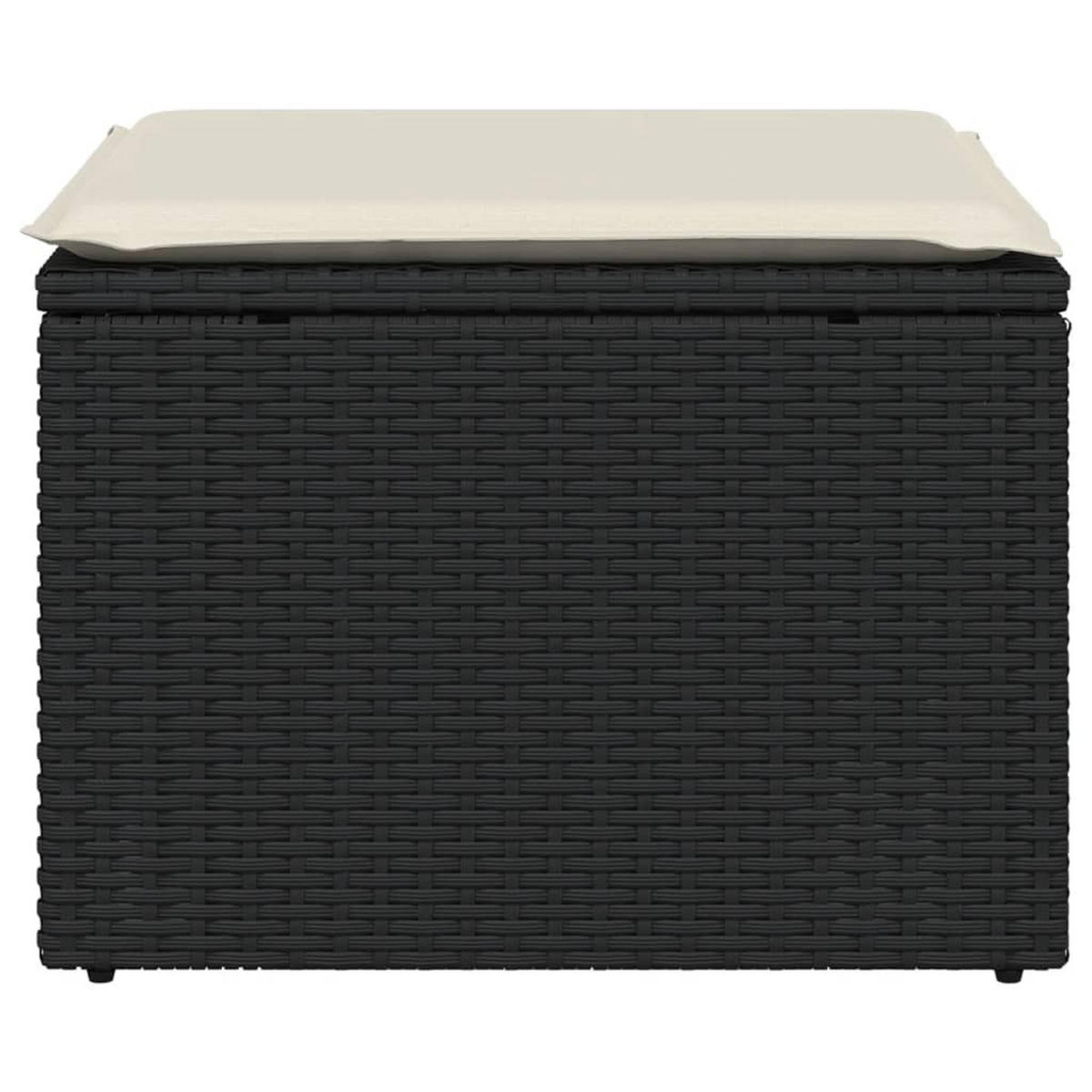 GARTENHOCKER Mit Kissen Schwarz 55/55/37 Cm Poly Rattan - Schwarz, Kunststoff (55/37/55cm) - vidaXL