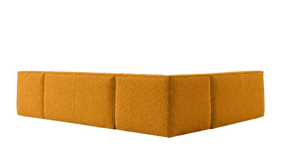 ROHOVÁ SEDAČKA modulární ve tvaru L, plyšová tkanina Pop, Hořčicová, Levá strana, LAZY L - žlutá, dřevo (333/253cm) - Kaiser Möbel