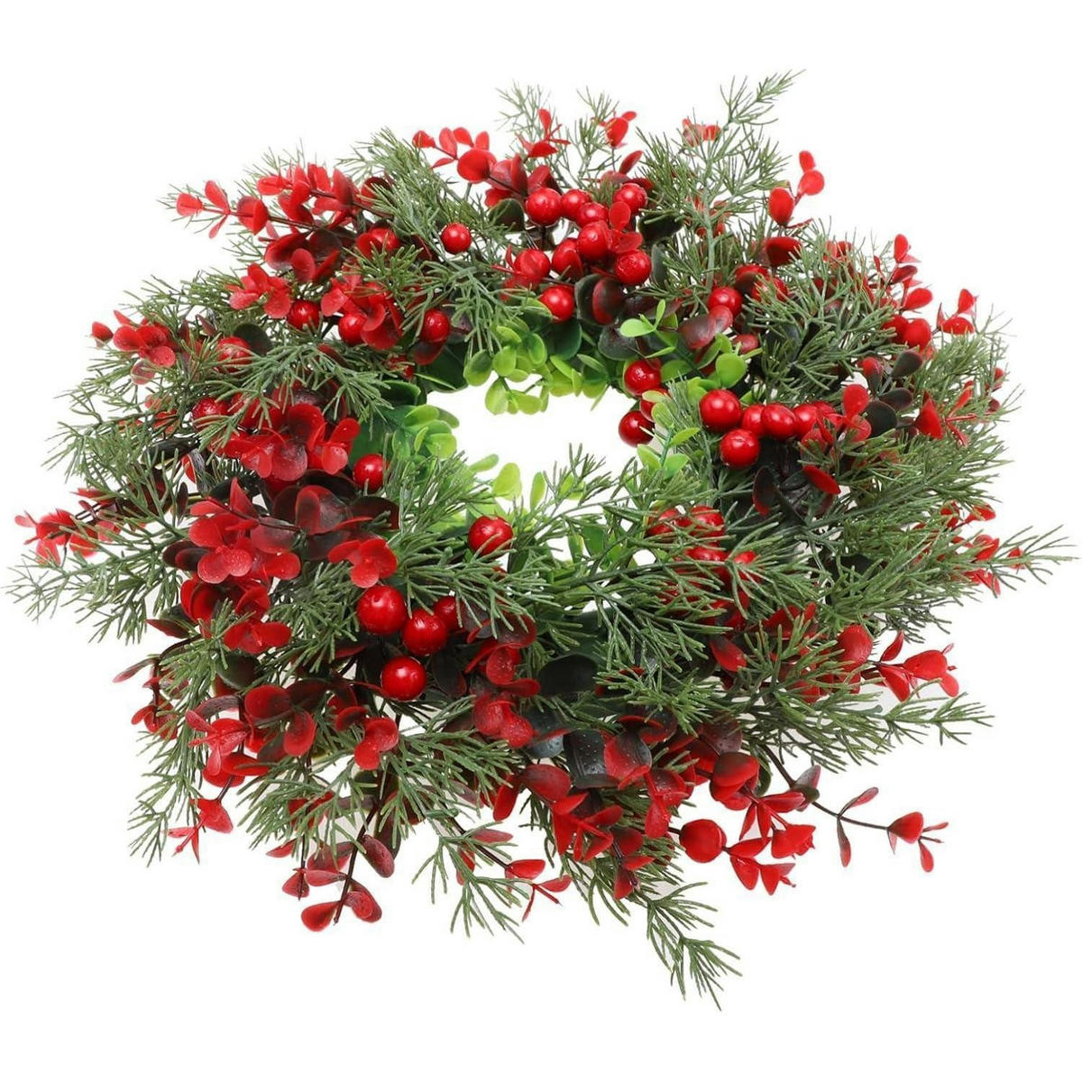 WEIHNACHTSKRANZ mit Beeren und Tannenzweigen - Multicolor, Kunststoff (4cm)