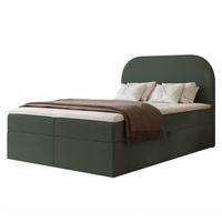 BOXBETT FUZZI 120x200 cm Graugrün (Bouclé-Stoff) - mit 2 Bettkästen, Bonellmatratze und weichem Kopfteil - Grau/Grün, Holzwerkstoff/Textil (120/200cm) - Ravio