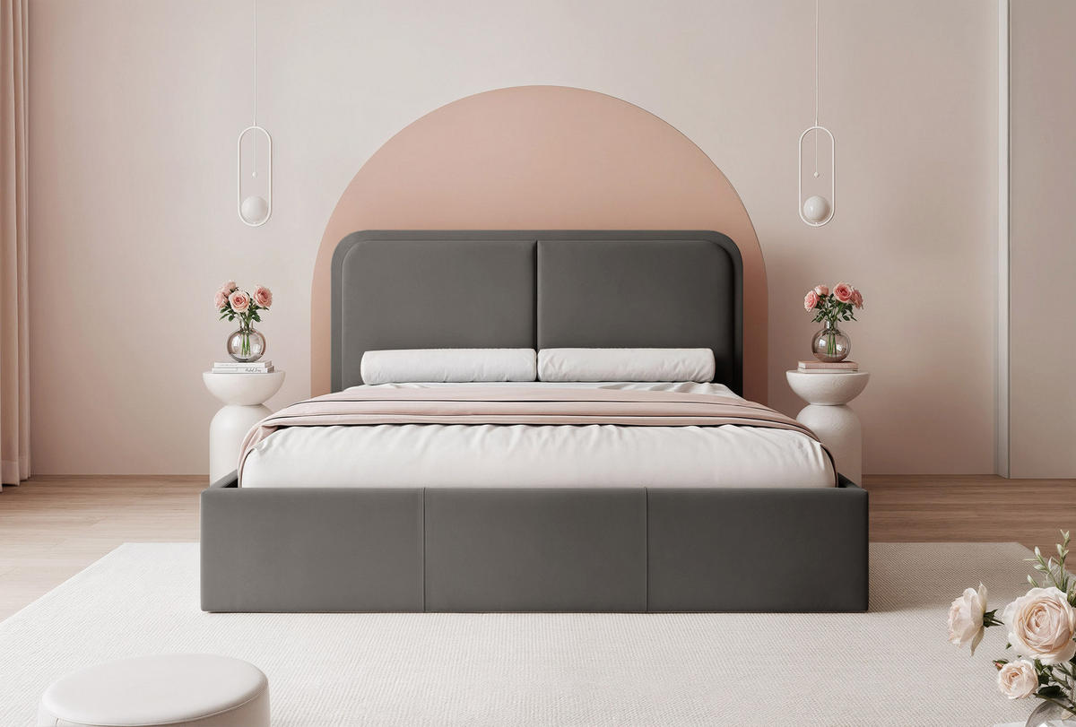 POLSTERBETT OLLEO 160x200 cm, Dunkelgrau - Dunkelgrau, Textil (160/200cm) - Fedve