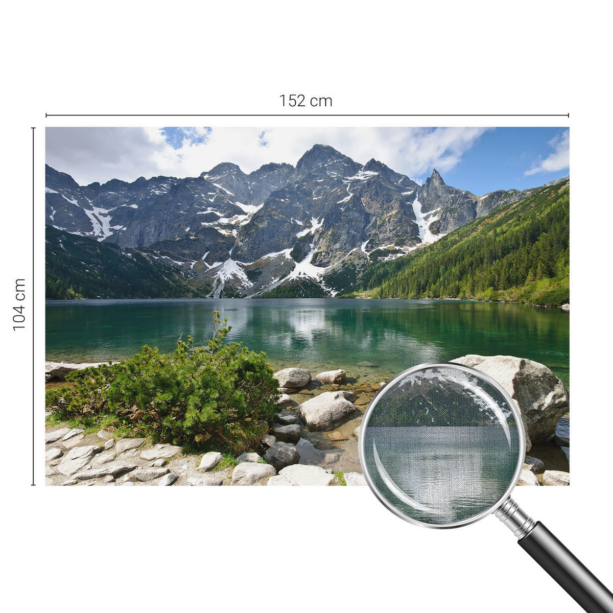 FOTOTAPETE 152x104 cm - Bergsee - Grün, Textil (152/104cm) - Wallfluent