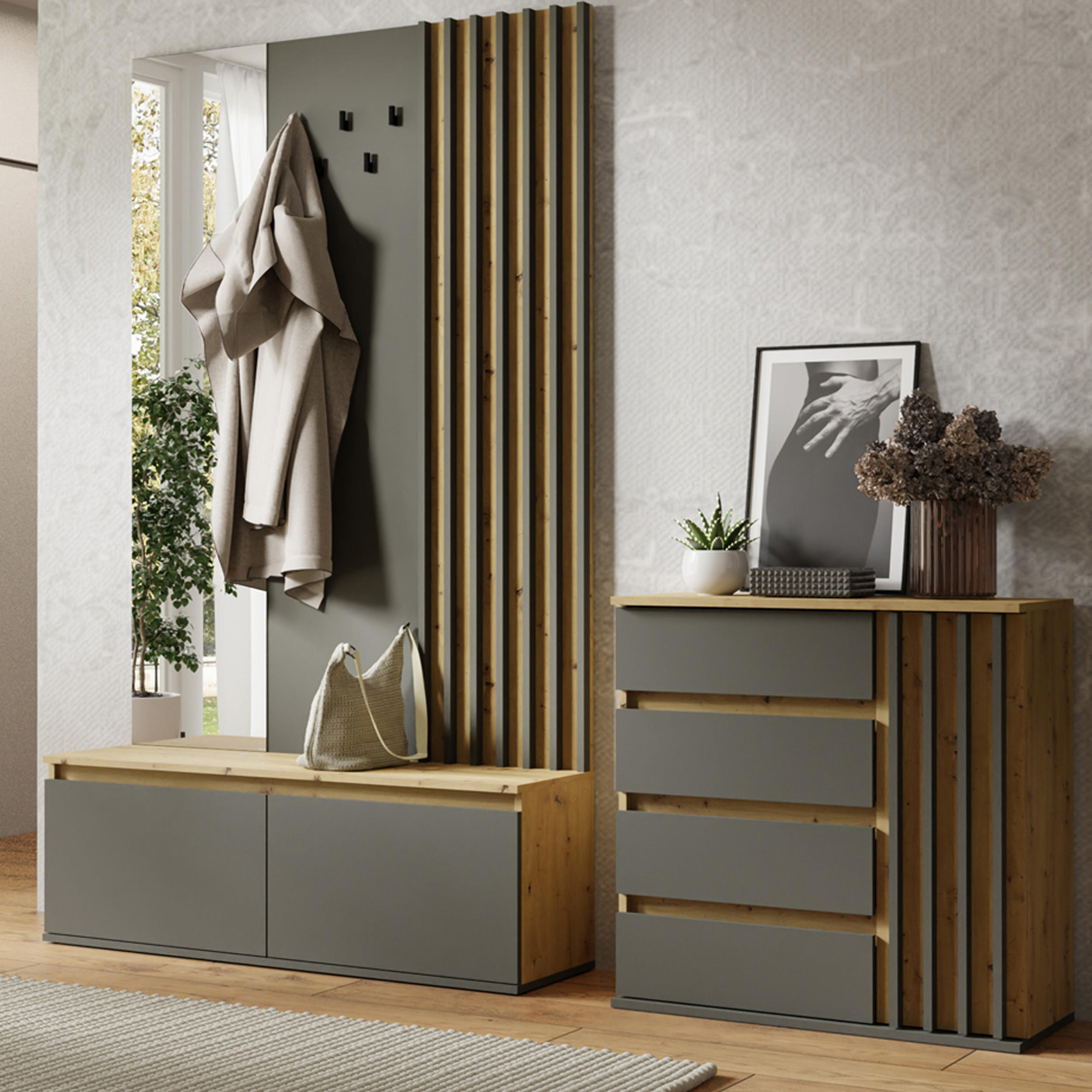 KOMMODE CORRIDI Kombikommode mit Schubladen - Eiche Artisan, Holzwerkstoff (80/80/34cm) - KONSIMO®