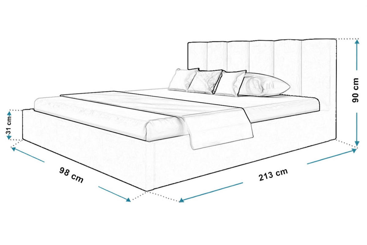 BETT 200x200 - Polsterbett mit Bettkasten und Metallrahmen - Modern Betten - Weicher Jasminstoff - Kollektion Tokio, Weiß - Weiß, Holz/Textil (200/200cm) - Alpi-Möbel