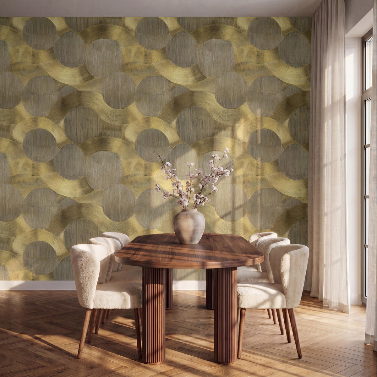 TAPETE - Modern - Geometrisch - Gold - 350x300 cm - Goldfarben, Papier (350/300cm) - OnlyWow