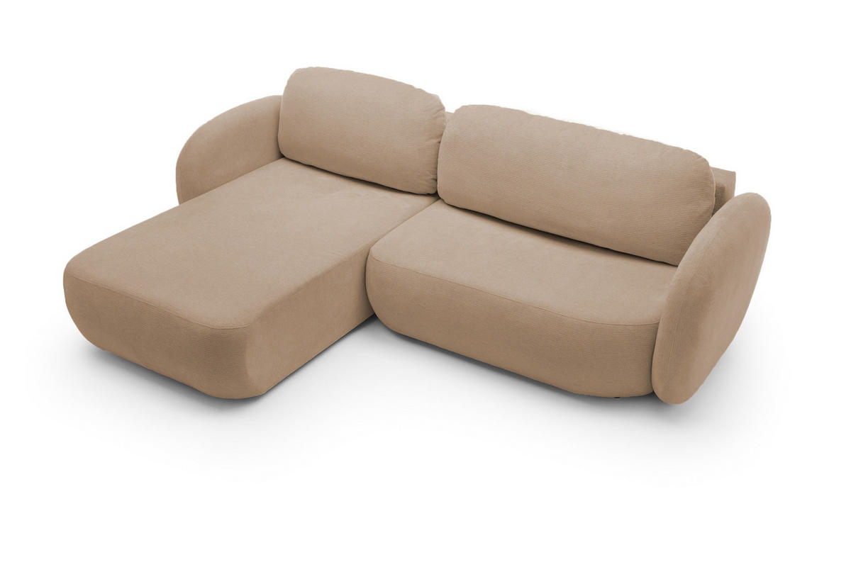 ECKSOFA OLIO L-Form Schlaffunktion mit Bettkasten, lose Rückenkissen, freistehend, LINKS 174x248 cm Cappuccino - Cappuccino, Holz/Textil (174/248cm) - DomoHome