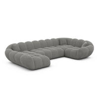 WOHNLANDSCHAFT Liva Grau Strukturstoff U-Form XL Links - Grau, Textil (323/70/193cm) - VAROYAL